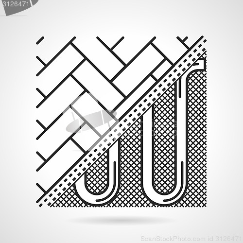 Image of Black line vector icon for underfloor heating