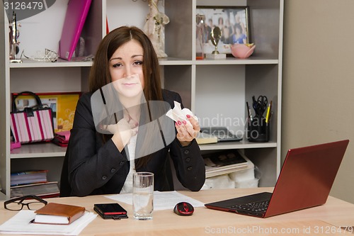 Image of Girl coughs office