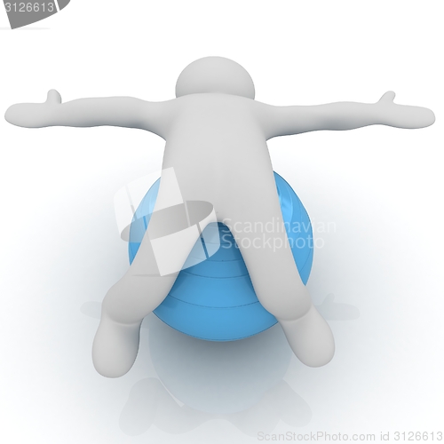 Image of 3d man exercising position on fitness ball. My biggest pilates s