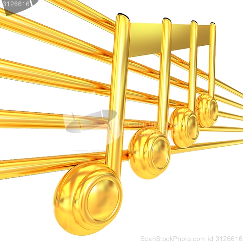 Image of 3D music note on staves