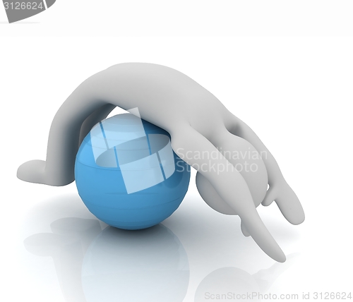 Image of 3d man exercising position on fitness ball. My biggest pilates s