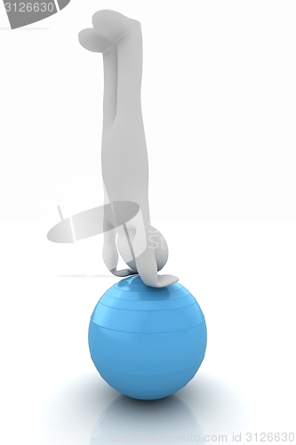 Image of 3d man exercising position on fitness ball. My biggest pilates s