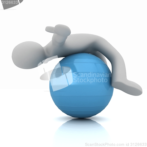 Image of 3d man exercising position on fitness ball. My biggest pilates s