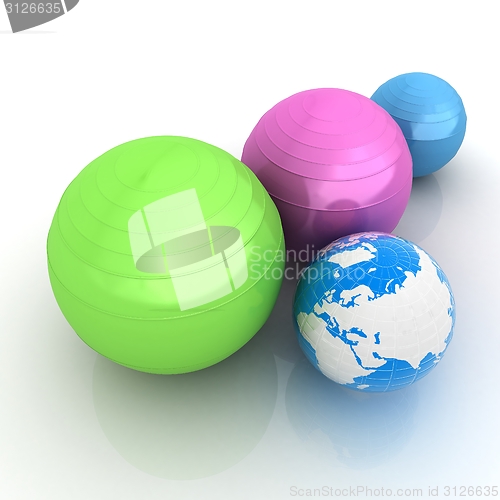 Image of Pilates fitness ball and earth