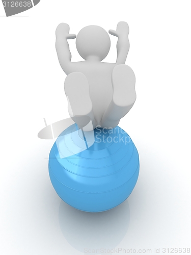 Image of 3d man exercising position on fitness ball. My biggest pilates s