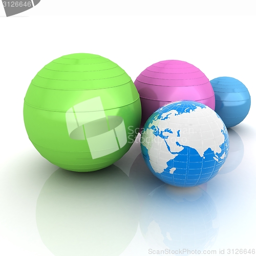 Image of Pilates fitness ball and earth
