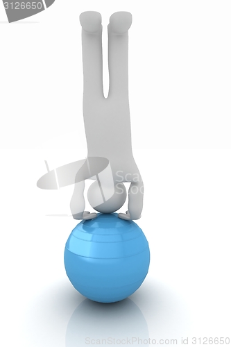 Image of 3d man exercising position on fitness ball. My biggest pilates s