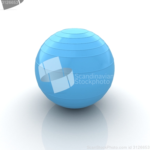 Image of 3d man exercising position on fitness ball. My biggest pilates s
