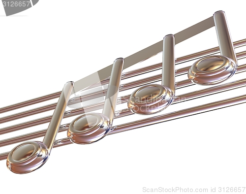 Image of 3D music note on staves