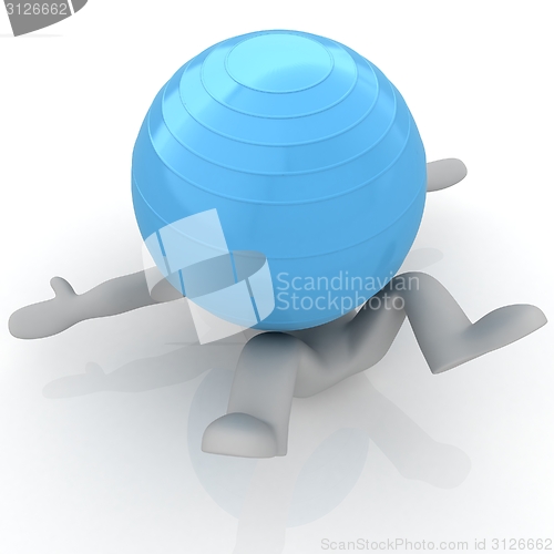 Image of 3d man exercising position on fitness ball. My biggest pilates s