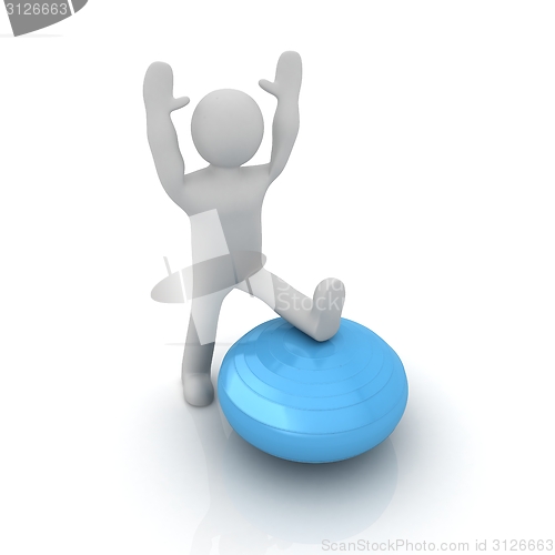 Image of 3d man exercising position on fitness ball. My biggest pilates s