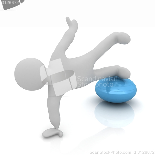 Image of 3d man exercising position on fitness ball. My biggest pilates s