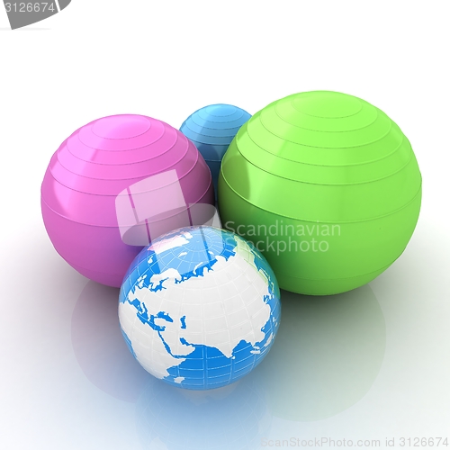Image of Pilates fitness ball and earth
