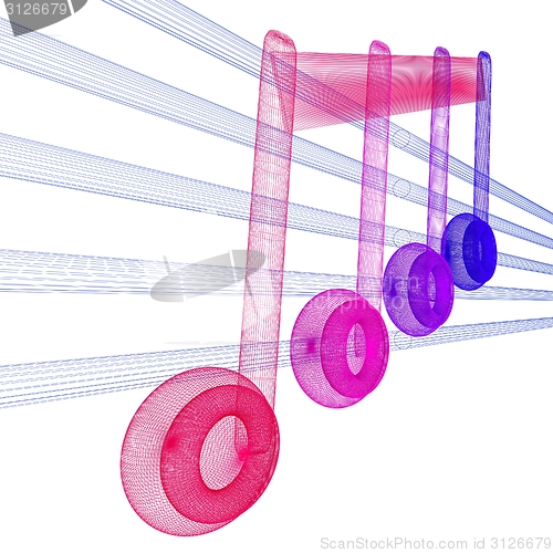 Image of 3D music note on staves