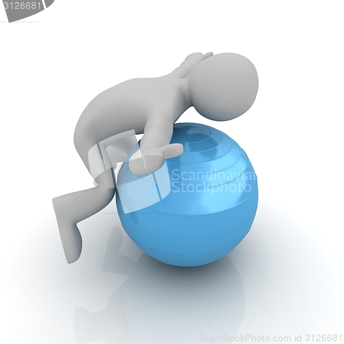 Image of 3d man exercising position on fitness ball. My biggest pilates s