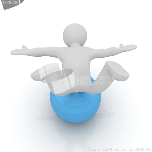 Image of 3d man exercising position on fitness ball. My biggest pilates s