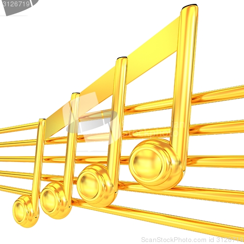 Image of 3D music note on staves