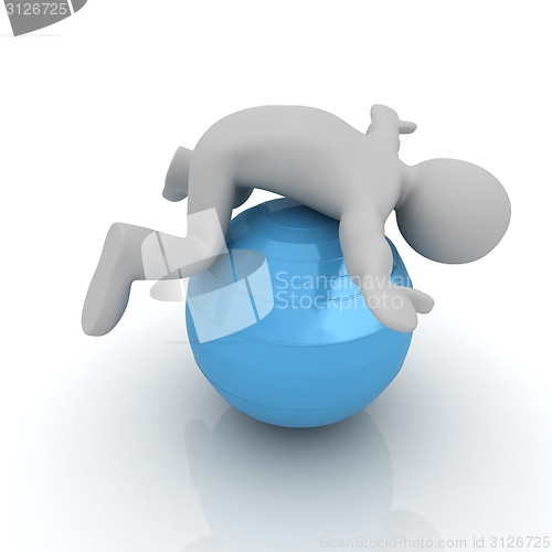 Image of 3d man exercising position on fitness ball. My biggest pilates s