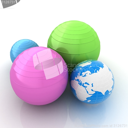 Image of Pilates fitness ball and earth