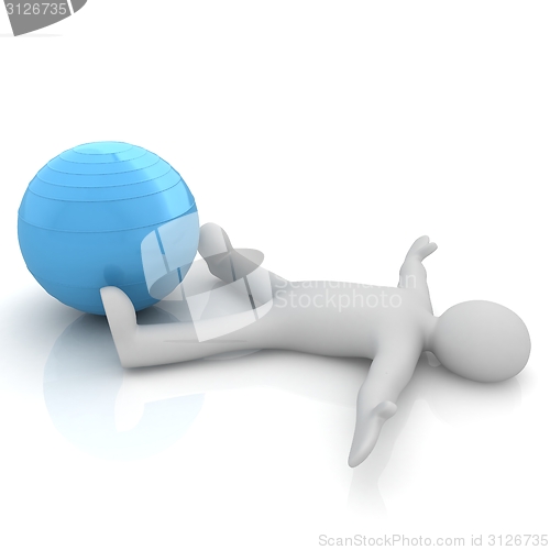 Image of 3d man exercising position on fitness ball. My biggest pilates s