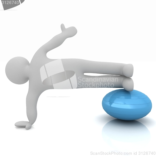 Image of 3d man exercising position on fitness ball. My biggest pilates s