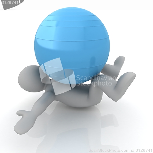 Image of 3d man exercising position on fitness ball. My biggest pilates s