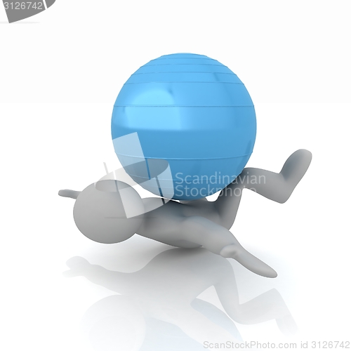 Image of 3d man exercising position on fitness ball. My biggest pilates s