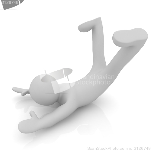 Image of 3d man exercising position on fitness ball. My biggest pilates s