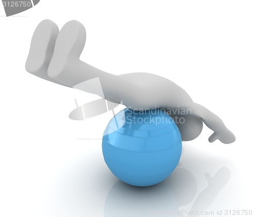 Image of 3d man exercising position on fitness ball. My biggest pilates s
