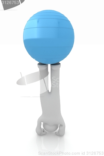 Image of 3d man exercising position on fitness ball. My biggest pilates s