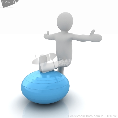 Image of 3d man exercising position on fitness ball. My biggest pilates s