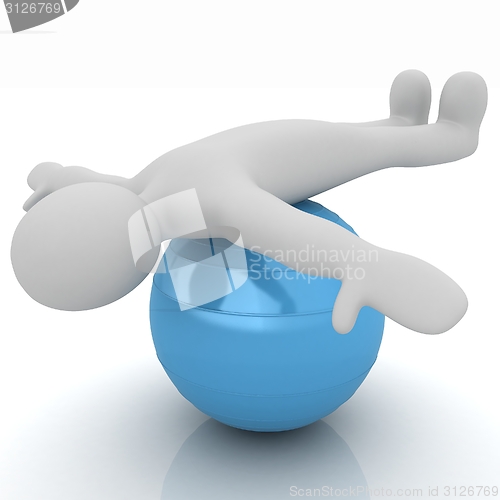 Image of 3d man exercising position on fitness ball. My biggest pilates s