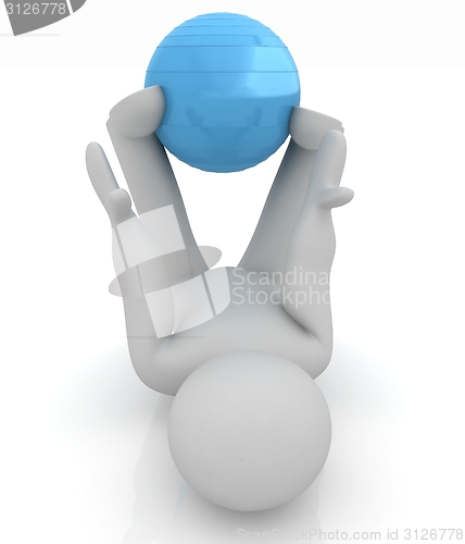Image of 3d man exercising position on fitness ball. My biggest pilates s