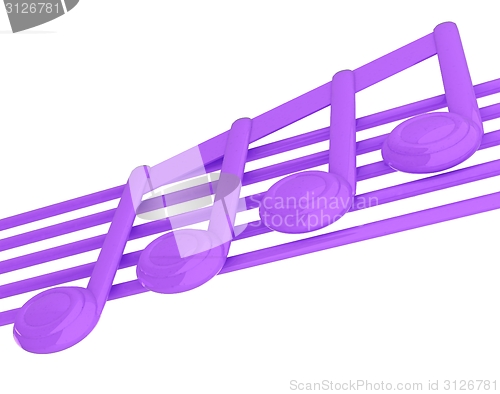 Image of 3D music note on staves