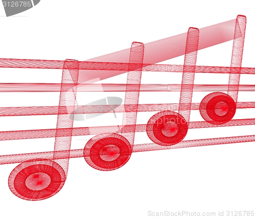 Image of 3D music note on staves