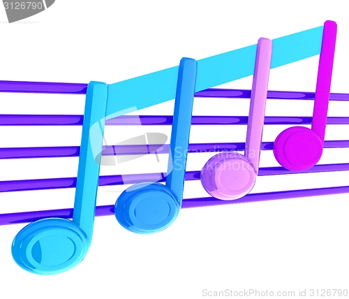 Image of 3D music note on staves