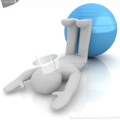 Image of 3d man exercising position on fitness ball. My biggest pilates s