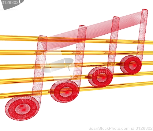 Image of 3D music note on staves