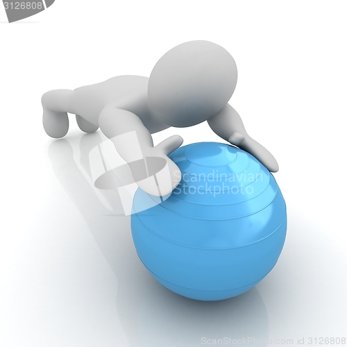 Image of 3d man exercising position on fitness ball. My biggest pilates s