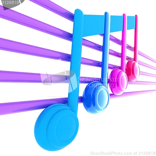 Image of 3D music note on staves