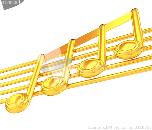 Image of 3D music note on staves