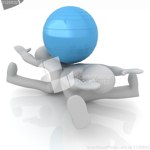 Image of 3d man exercising position on fitness ball. My biggest pilates s