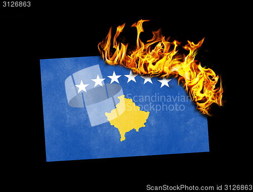 Image of Flag burning - Kosovo