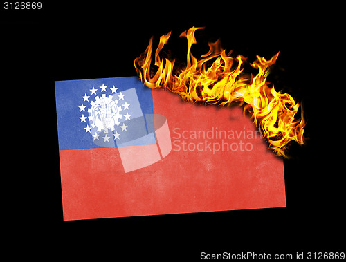 Image of Flag burning - Myanmar