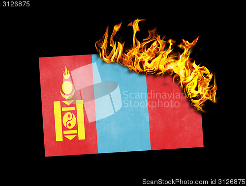 Image of Flag burning - Mongolia