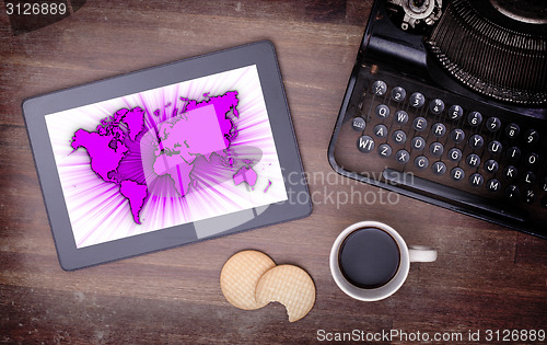 Image of World map on a tablet