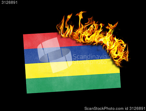 Image of Flag burning - Mauritius