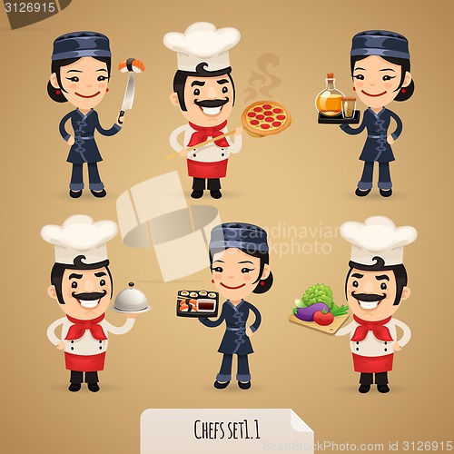 Image of Chefs Cartoon Characters Set1.1