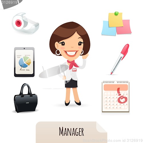 Image of Female Manager Icons Set