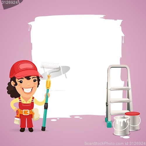 Image of Female Painter With Text Box